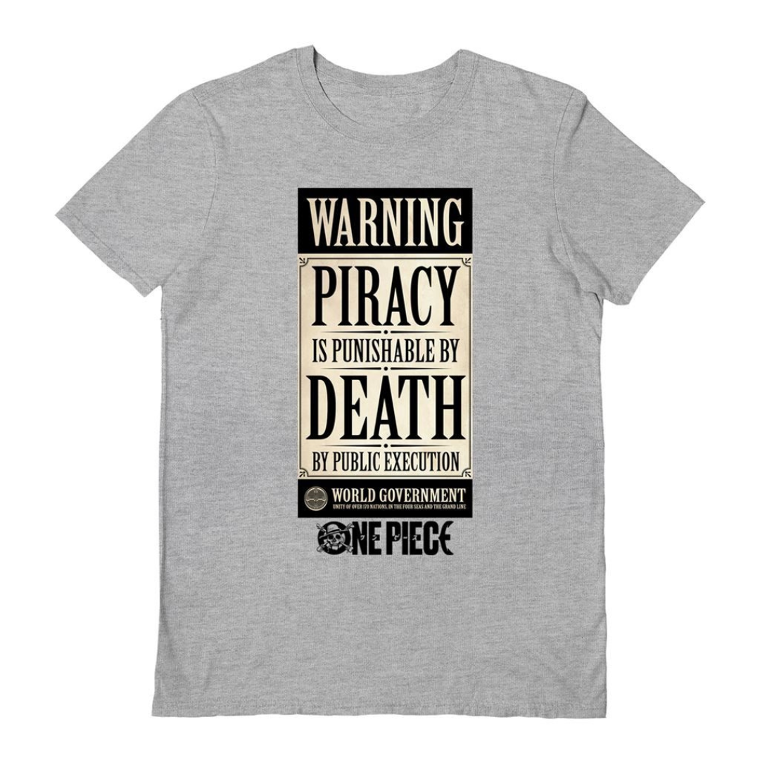 One Piece 'Warning' T-shirt (Grey)