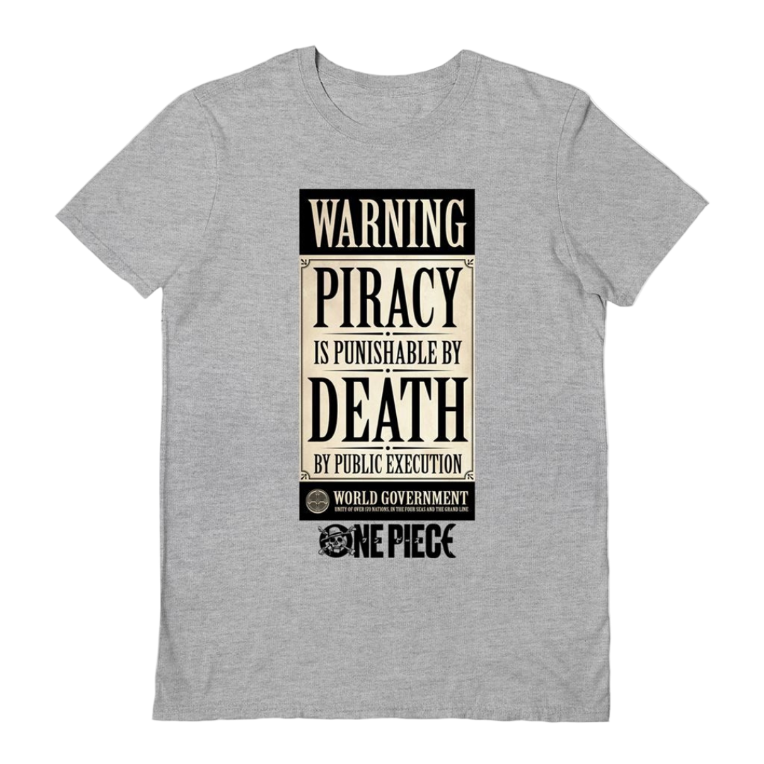 One Piece 'Warning' T-shirt (Grey)