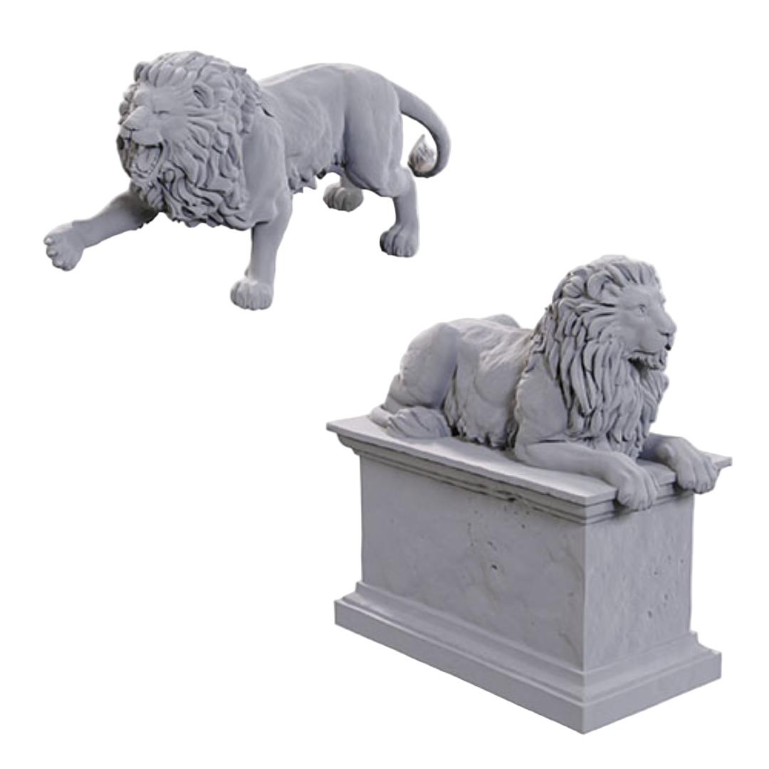 Wizkids - Deep Cuts Miniatures: Stone Lion/Animated Stone Lion - Wave 24