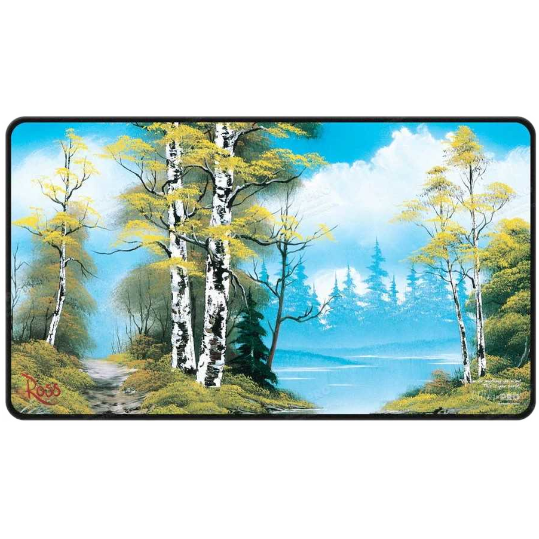 Bob Ross Lakeside Path Black Stitched Playmat