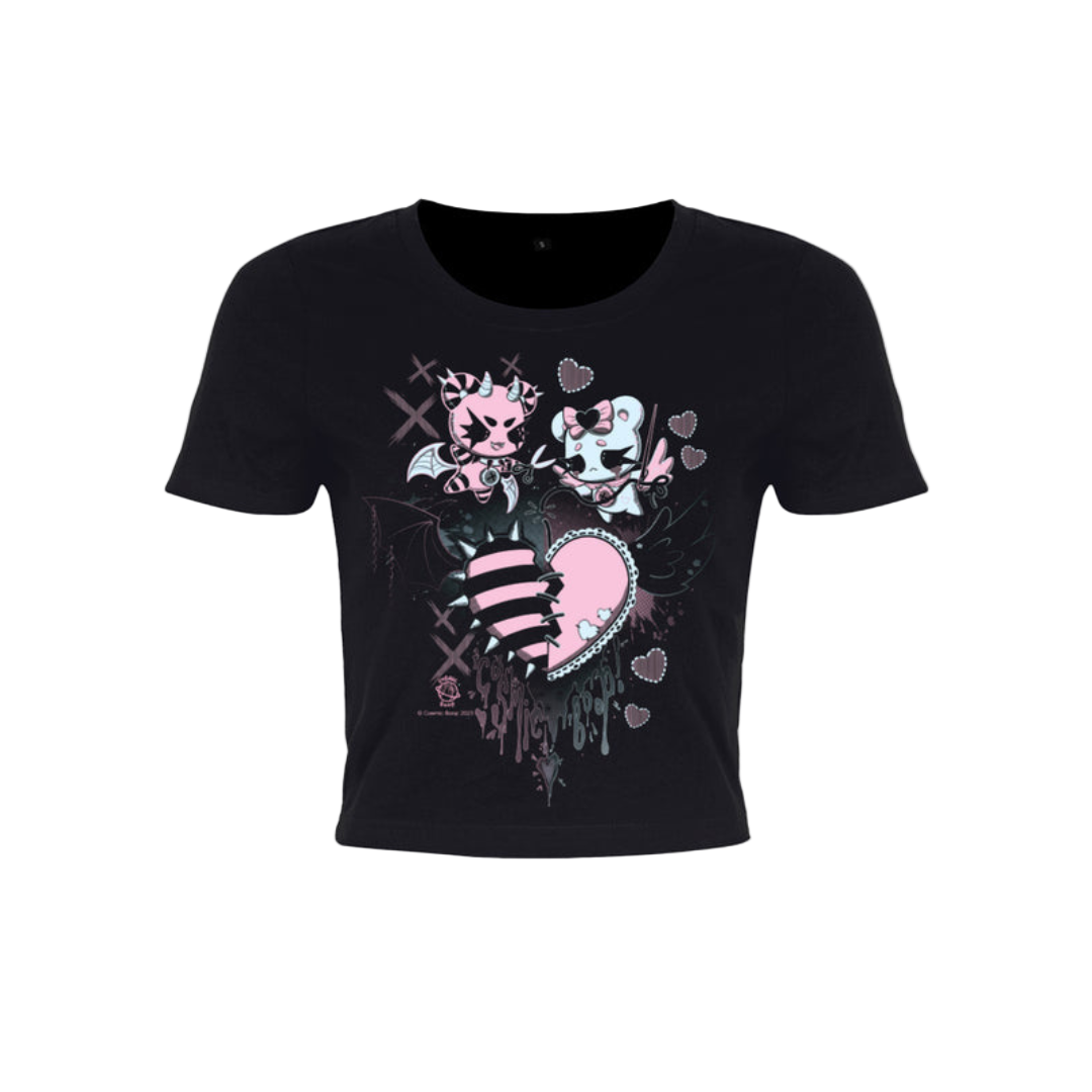Cosmic Boop Two Aesthetics Black Crop Top