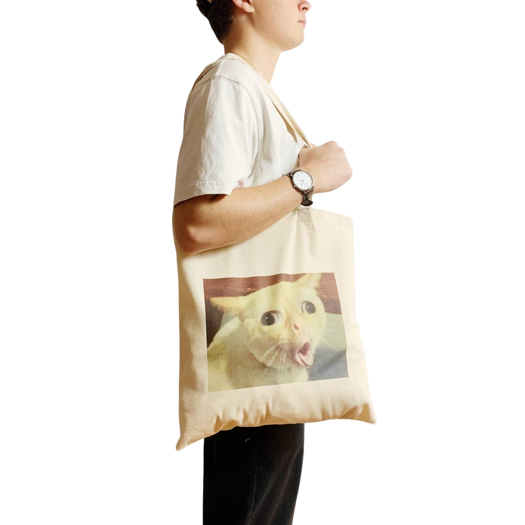 Cat Gagging Meme Tote Bag