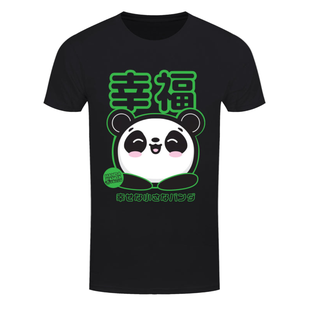 Handa Panda Happiness Men's Black T-Shirt