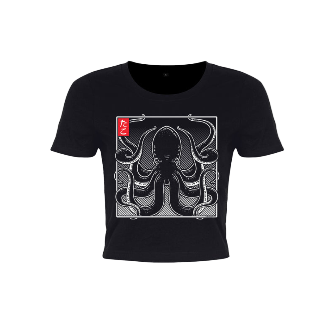 Unorthodox Collective Oriental Octopus Black Crop Top