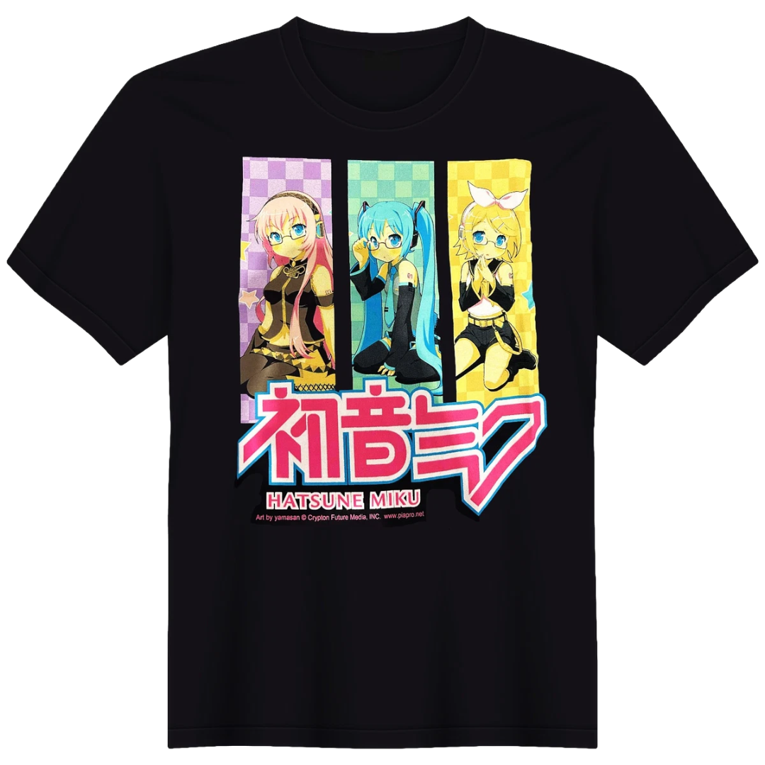 Hatsune Miku 3 Singers Black T shirt