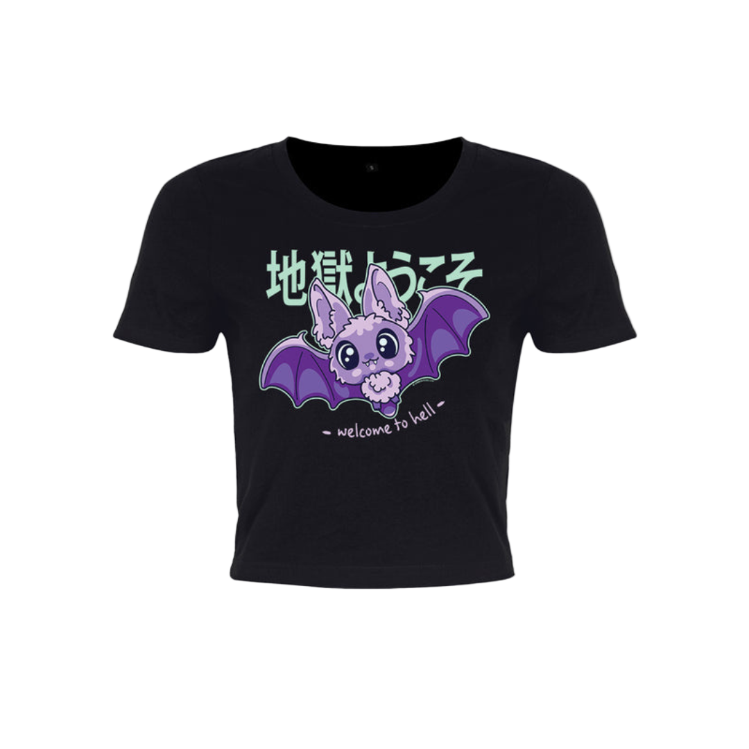 Kawaii Coven Welcome To Hell Black Crop Top