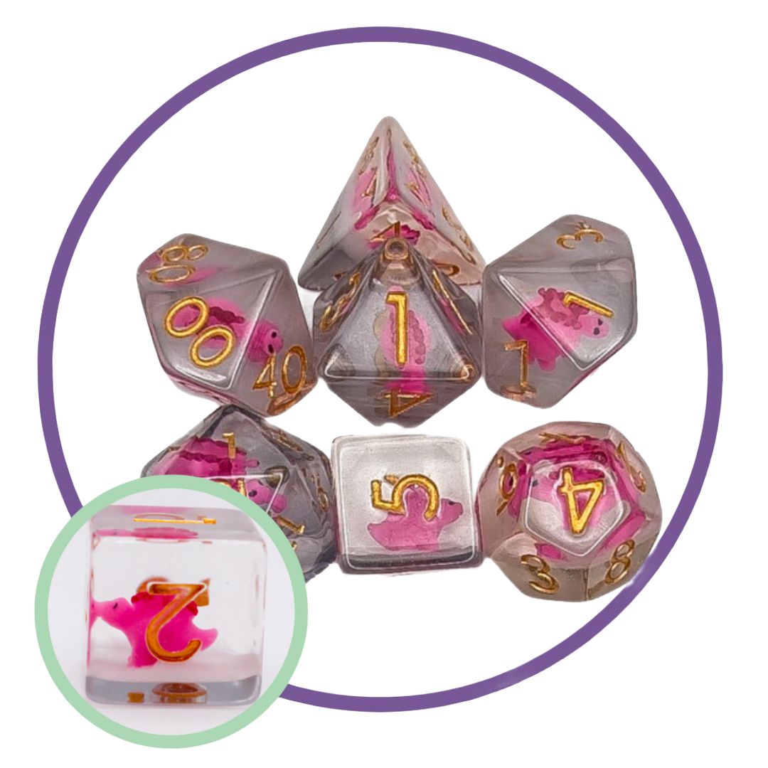 Inclusion Pink Dinosaurs Dice Set