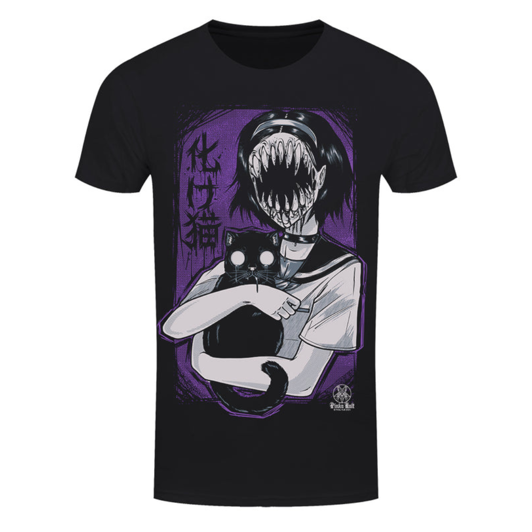 Pinku Kult Bakeneko Men's Black T-Shirt