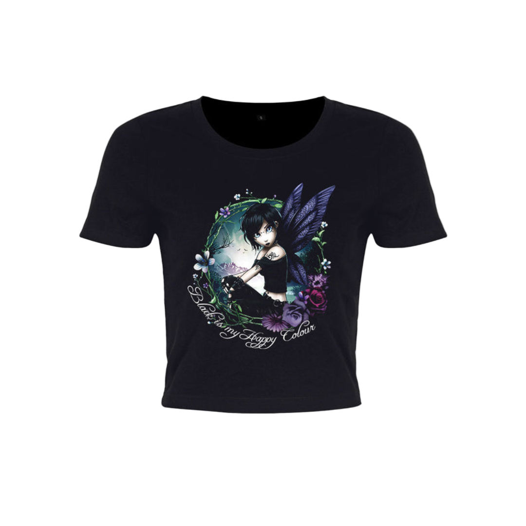Hexxie Paige Black Is My Happy Colour Black Crop Top