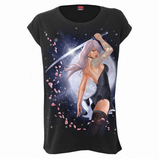 Katana Moon - Turnup Sleeve Loosefit Tee (Black)
