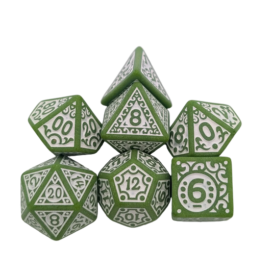 Ornate Matcha Dice Set