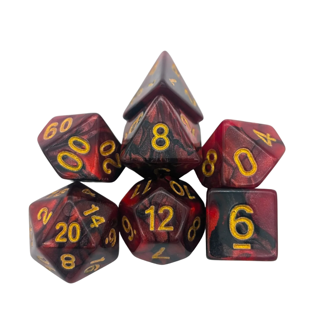 Two Tone Black and Red Dice Set