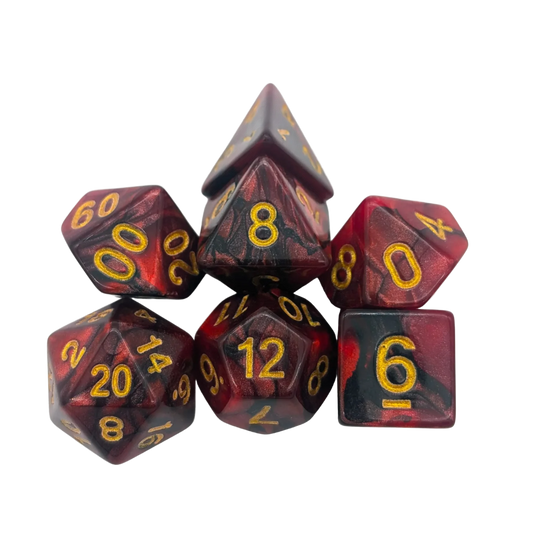 Two Tone Black and Red Dice Set