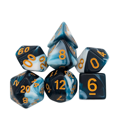 Two Tone Teal and White Dice Set