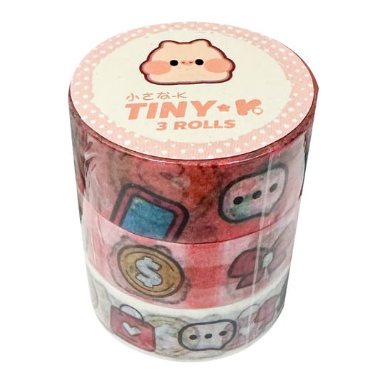 Kenji Land Tiny-K Pig Washi Tape - 3 Rolls