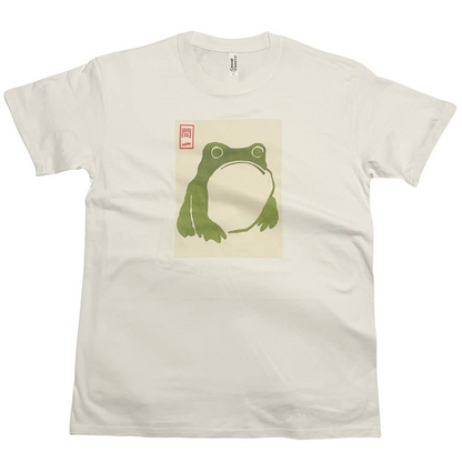 Matsumoto Hoji Frog T-Shirt Vintage Japanese Woodblock Art (White)
