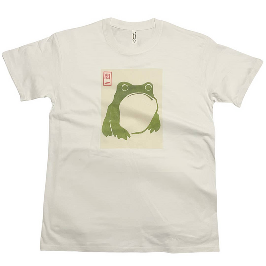 Matsumoto Hoji Frog T-Shirt Vintage Japanese Woodblock Art (White)