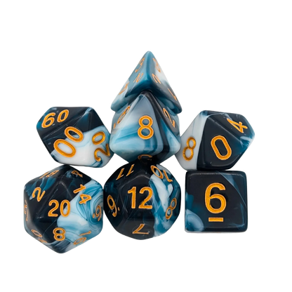 Two Tone Teal and White Dice Set