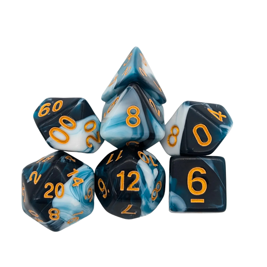 Two Tone Teal and White Dice Set