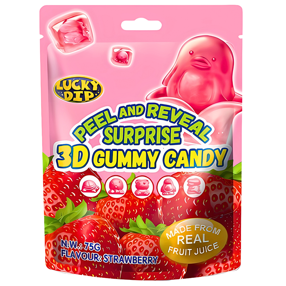 Peel & Reveal Surprise 3D Gummy Candy Strawberry Flavour 75g