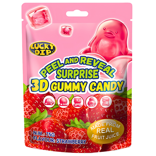 Peel & Reveal Surprise 3D Gummy Candy Strawberry Flavour 75g