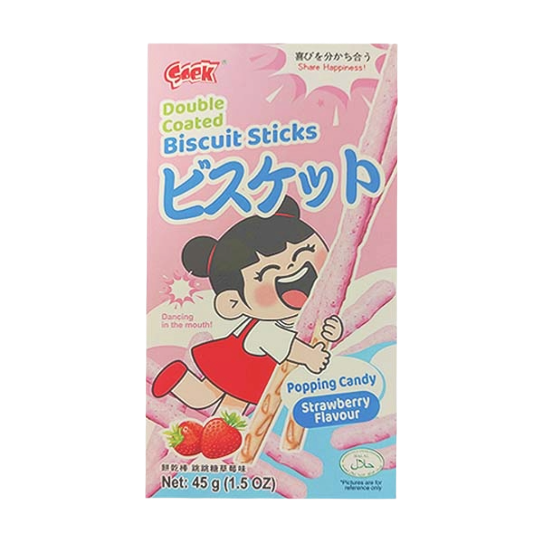 Soek Biscuit Sticks-Popping Candy Strawberry 45g