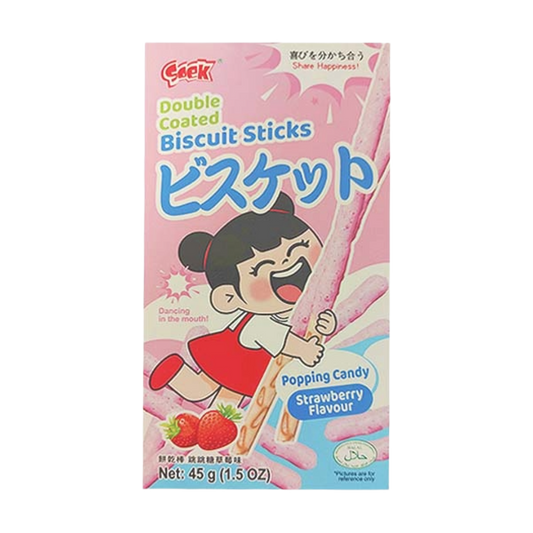 Soek Biscuit Sticks-Popping Candy Strawberry 45g