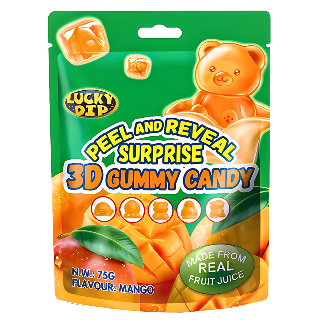 Peel & Reveal Surprise 3D Gummy Candy Mango Flavour 75g