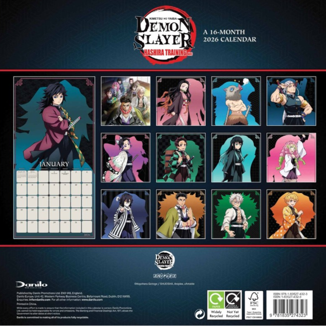 Demon Slayer 2026 Square Wall Calendar