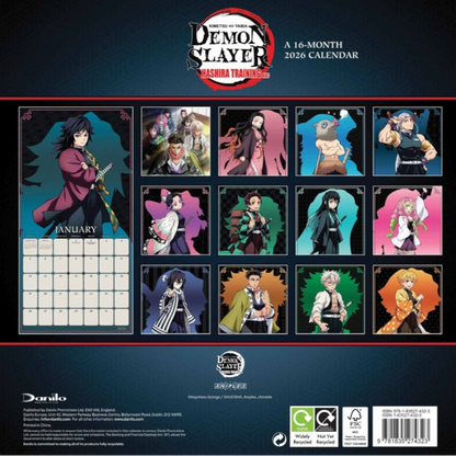 Demon Slayer 2026 Square Wall Calendar
