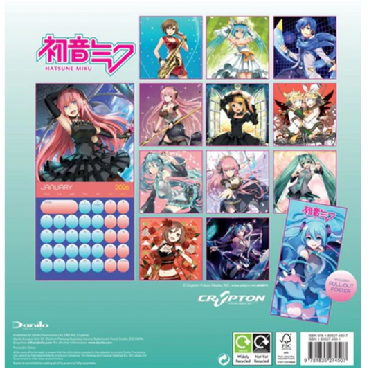 Hatsune Miku 2026 Square Calendar