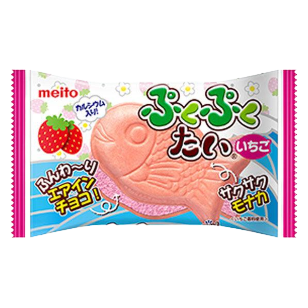 Meito Puku Puku Tai Strawberry Aerated Chocolate (Japan) 17g