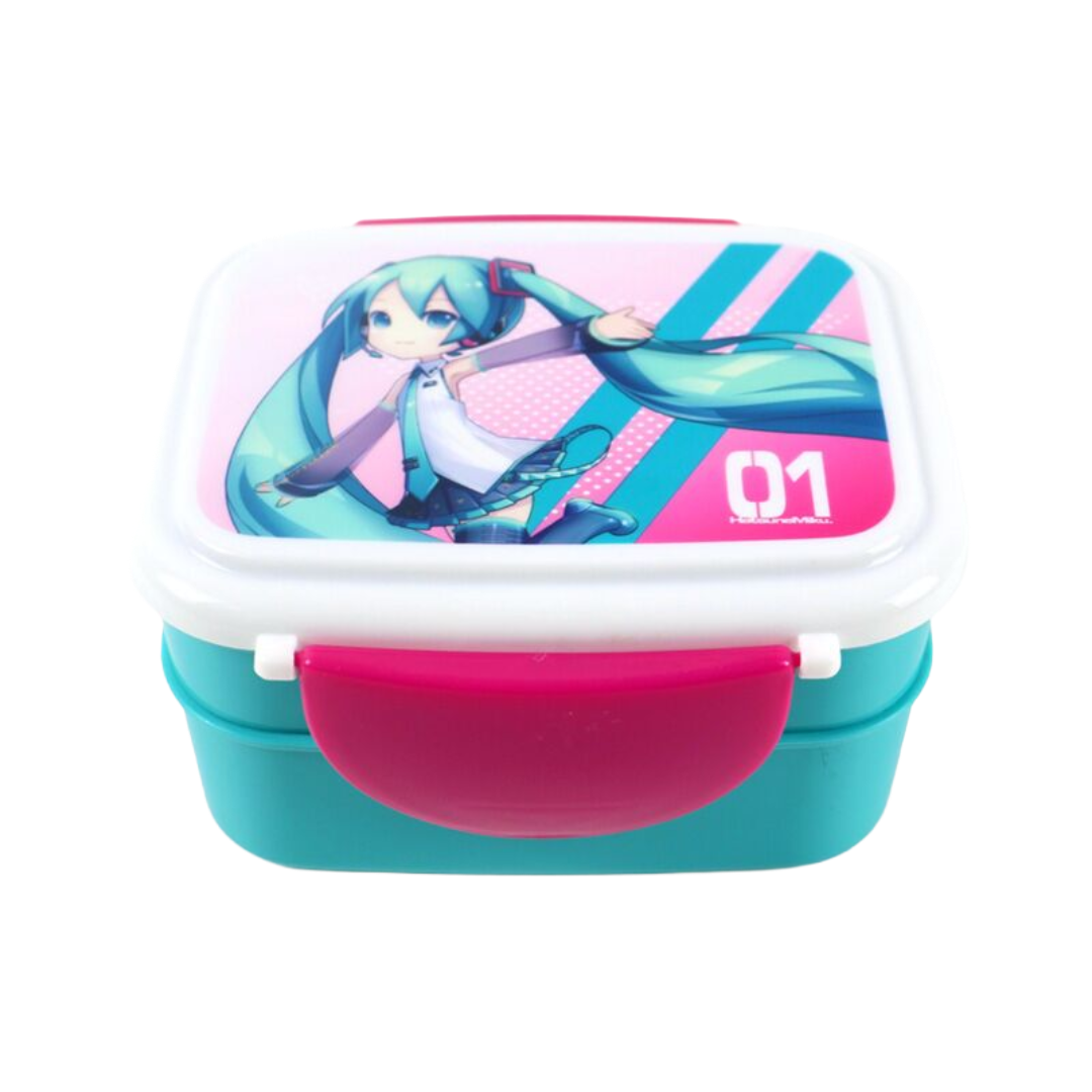Hatsune Miku Clip Lock Stacked Bento Lunch Box with Cutlery