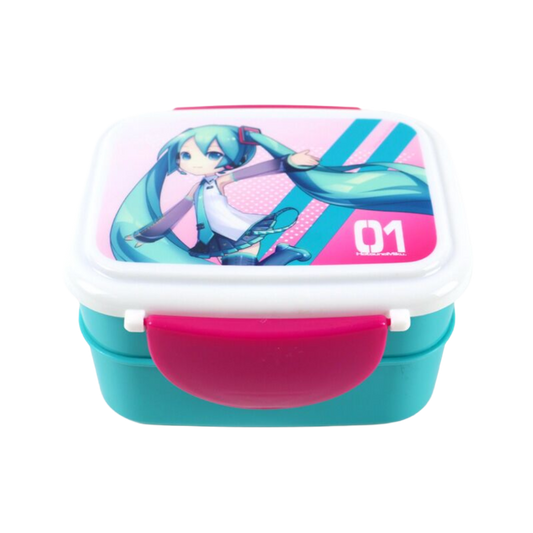 Hatsune Miku Clip Lock Stacked Bento Lunch Box with Cutlery