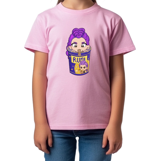 K-Pop Demon Hunters Kids Zoey Ramen Graphic Printed T-Shirt - Pink