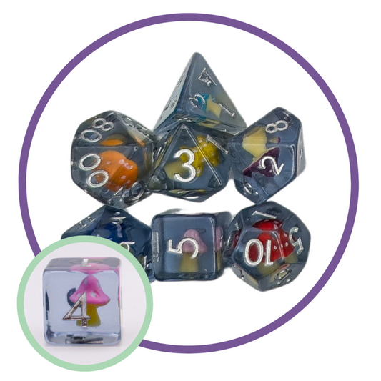 Inclusion Multi-Coloured Mushroom Dice Set