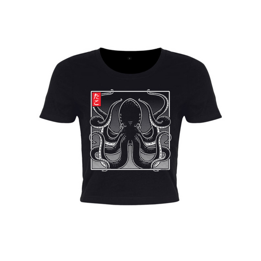 Unorthodox Collective Oriental Octopus Black Crop Top