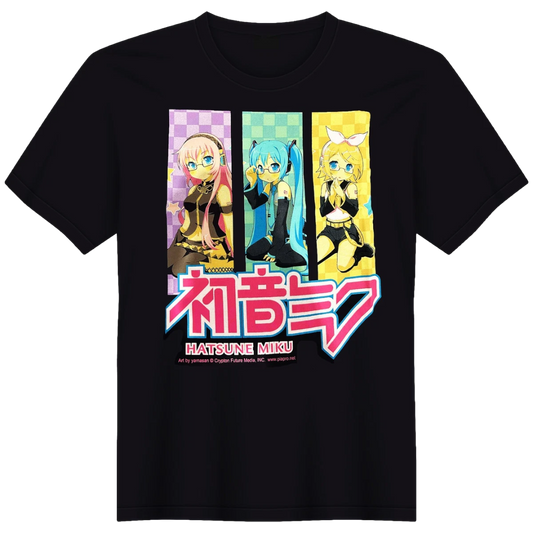 Hatsune Miku 3 Singers Black T shirt
