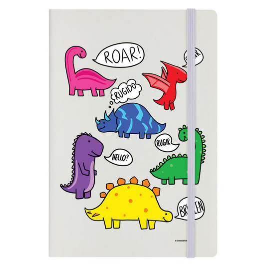Dinosaur Roar Cream A5 Hard Cover Notebook