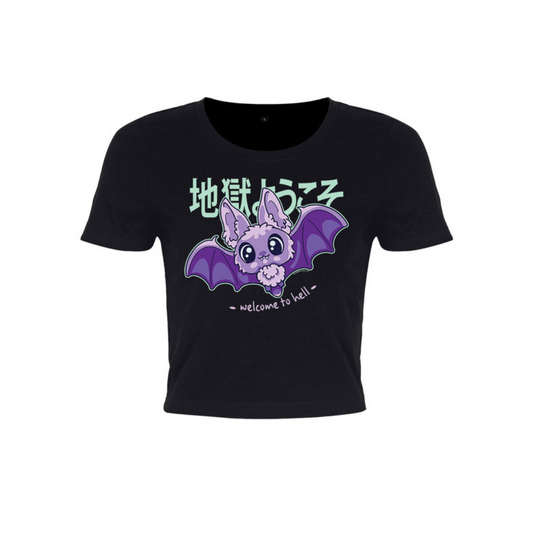 Kawaii Coven Welcome To Hell Black Crop Top