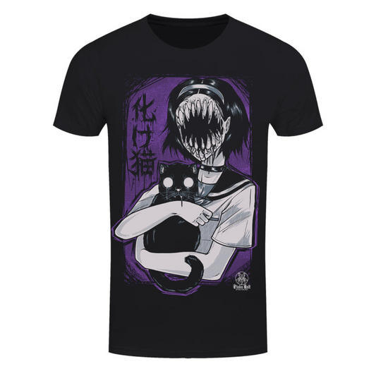 Pinku Kult Bakeneko Men's Black T-Shirt