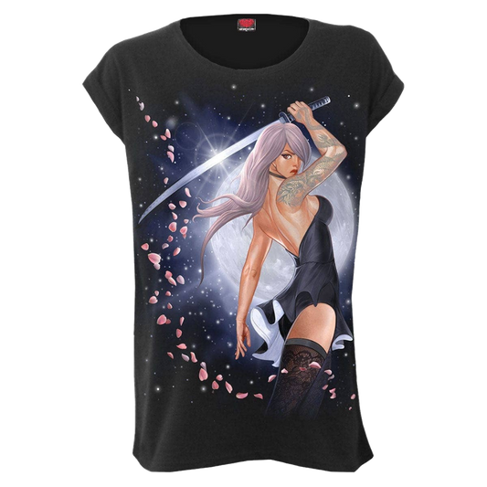 Katana Moon - Turnup Sleeve Loosefit Tee (Black)