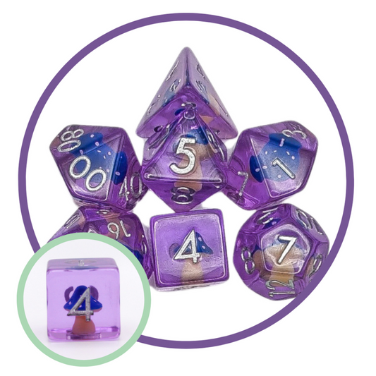 Inclusion Purple Blue Mushroom Dice Set