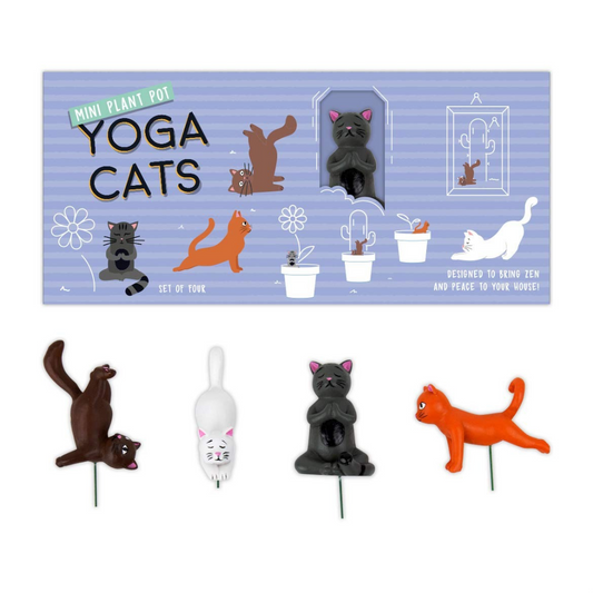 Mini Plant Pot Stakes Yoga Cats