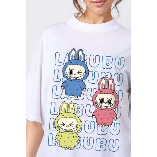 Women Oversized T-Shirt in Labubu Monster Print